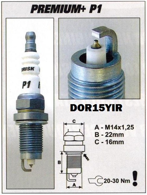 Brisk Iridium Performance P1 DOR15YIR-9 Spark Plug Brisk Iridium Performance P1 DOR15YIR-9 Spark Plug