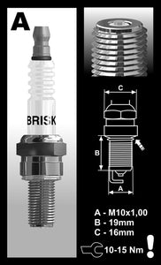 10mm surface gap spark plug technical drawing with dimensions